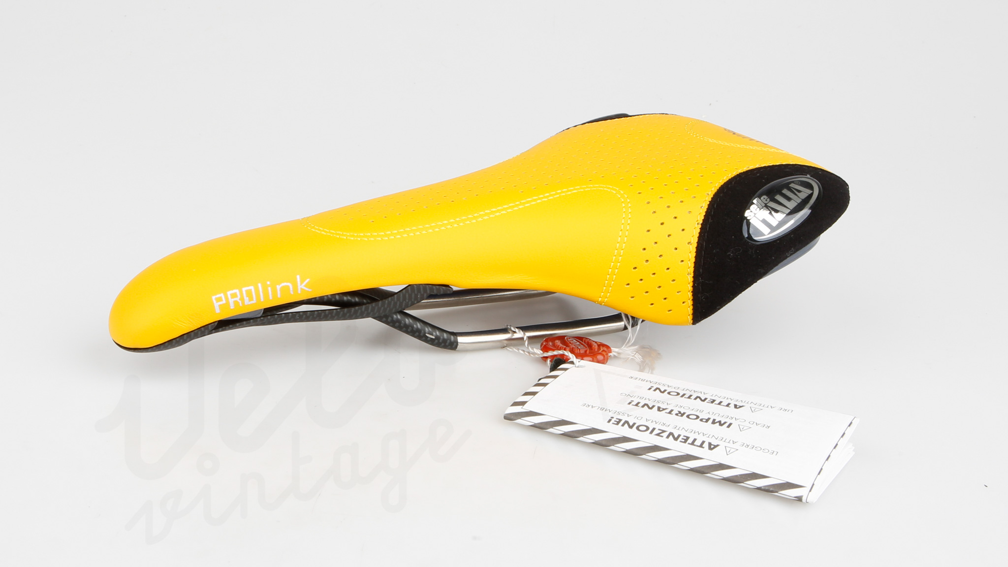 Selle Selle Italia Flite Titanium Genuine Gel - Jaune - Cuir - Pour Vélo Route Rétro - Occasion