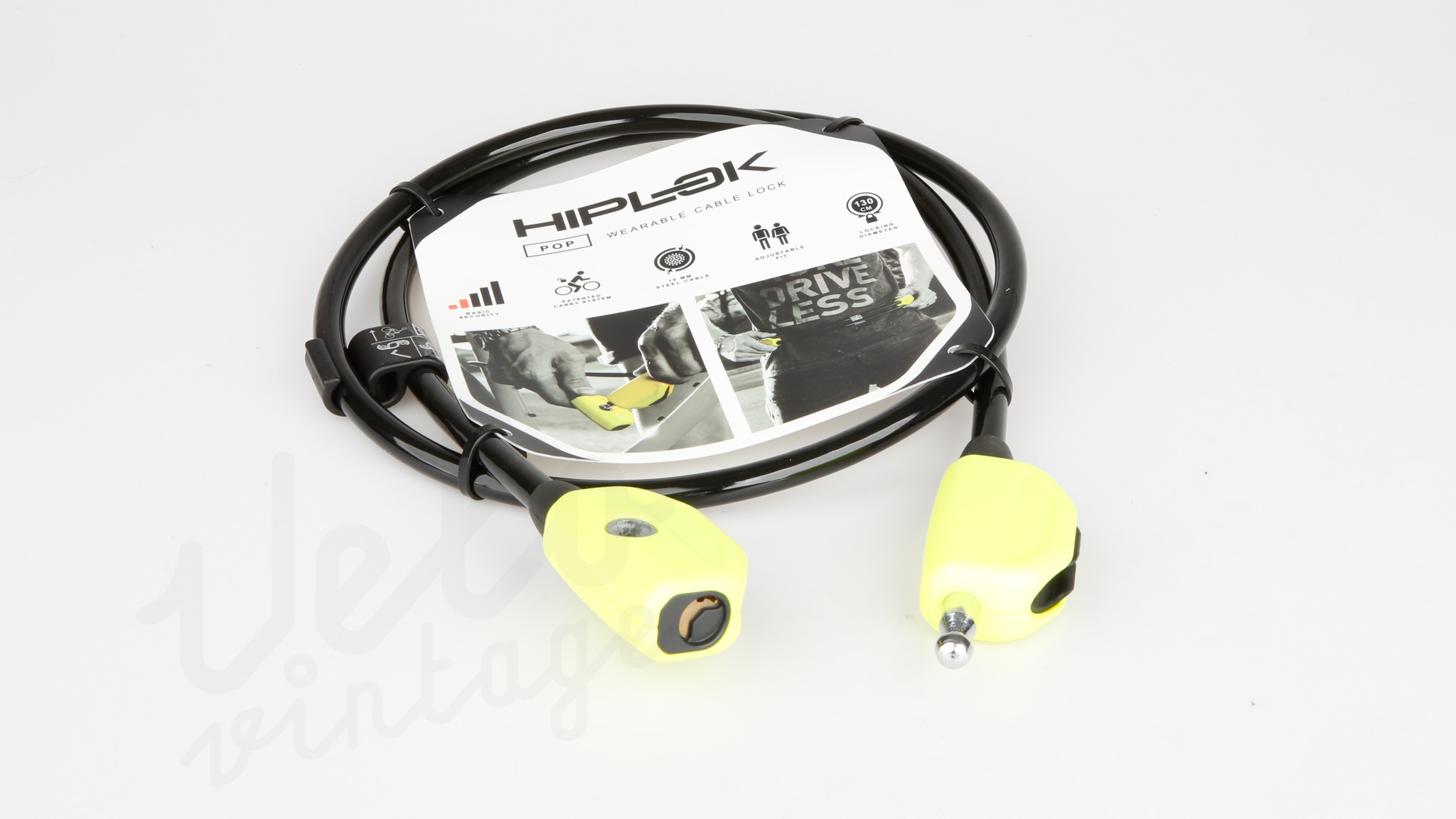 Hiplok POP Wearable Bike Lock - 1.3m Cable, Adjustable Waist Strap (24"-42"), 3 Keys, Lightweight 400g