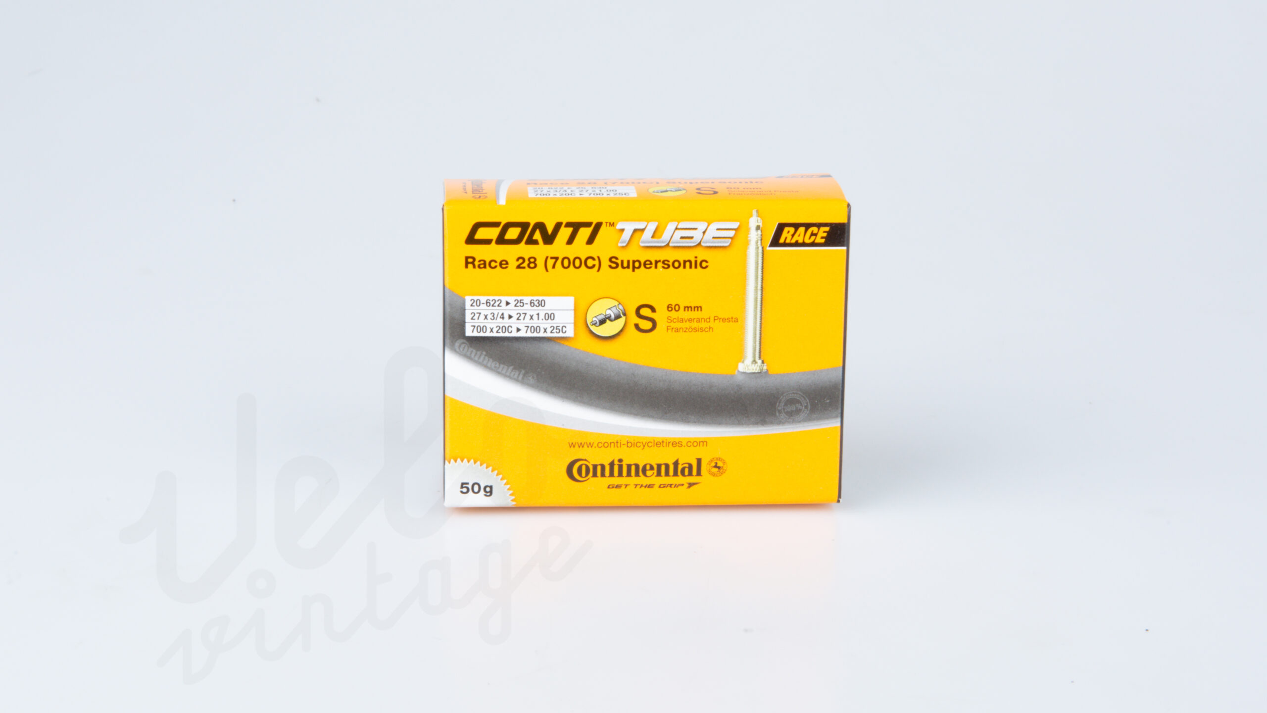 Continental | Race Tube Supersonic | 700 x 20-25c (20-25x622-630) | Presta Racerventil (Aftagelig Kerne) 60 mm